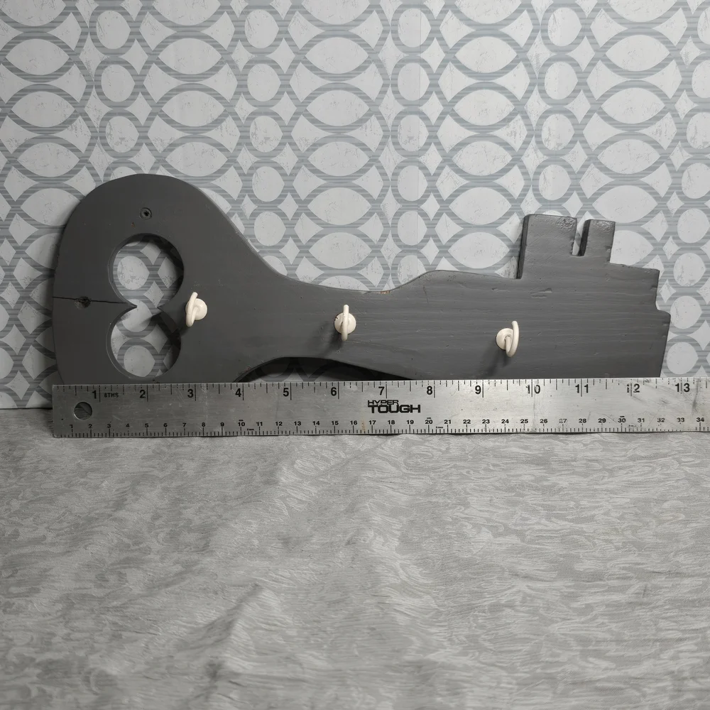 Vintage Rustic Gray Wooden Key Wall Hanger Entryway Organizer 12x6x1